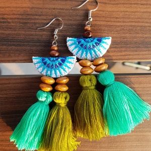 Pillow bohemian cotton tassel earring handmade